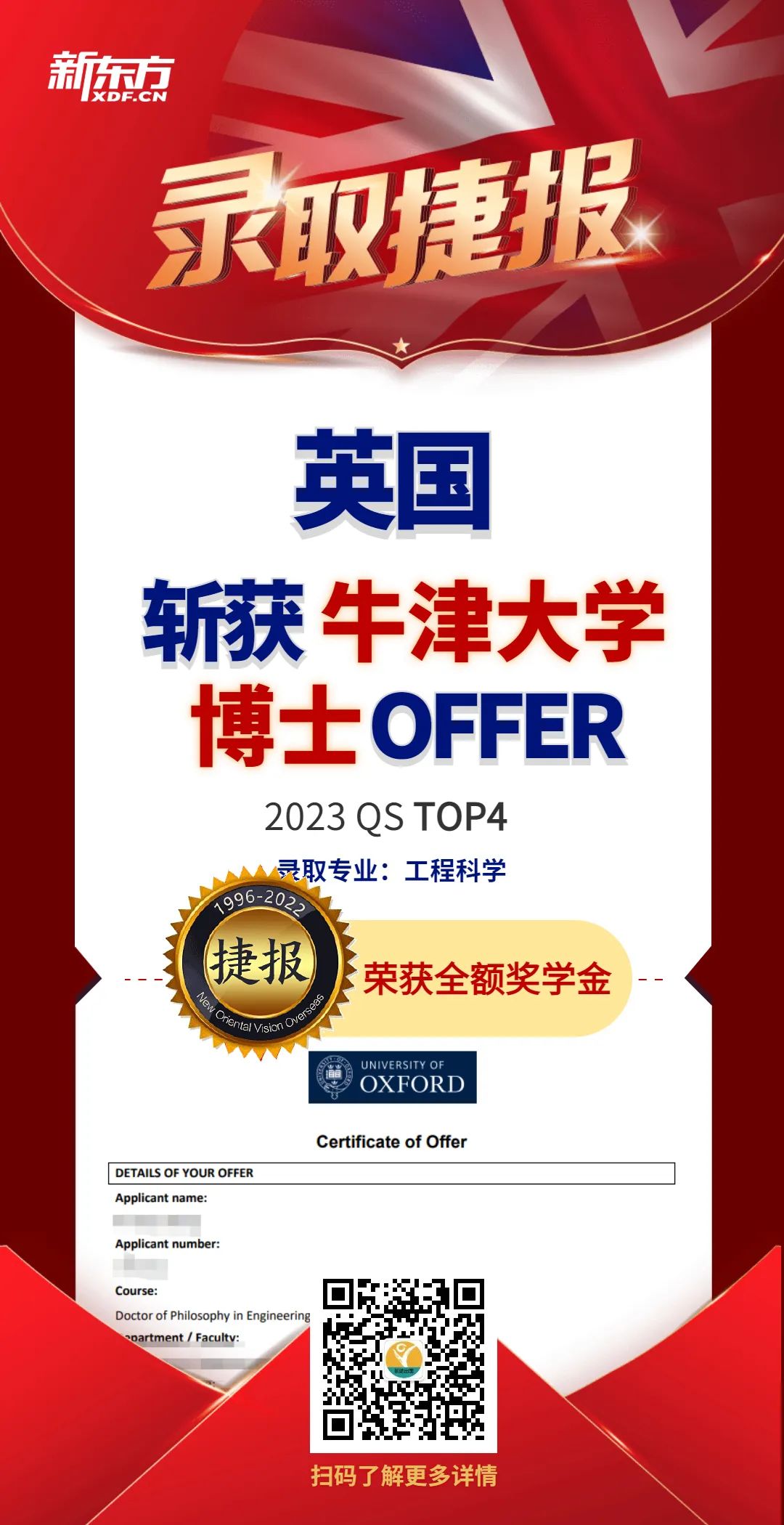 博士录取 | 23录取季头一份！牛津全奖&剑桥大满贯！
