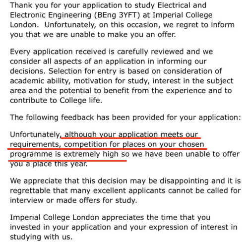 23fall英国大学发拒信的理由都有什么?