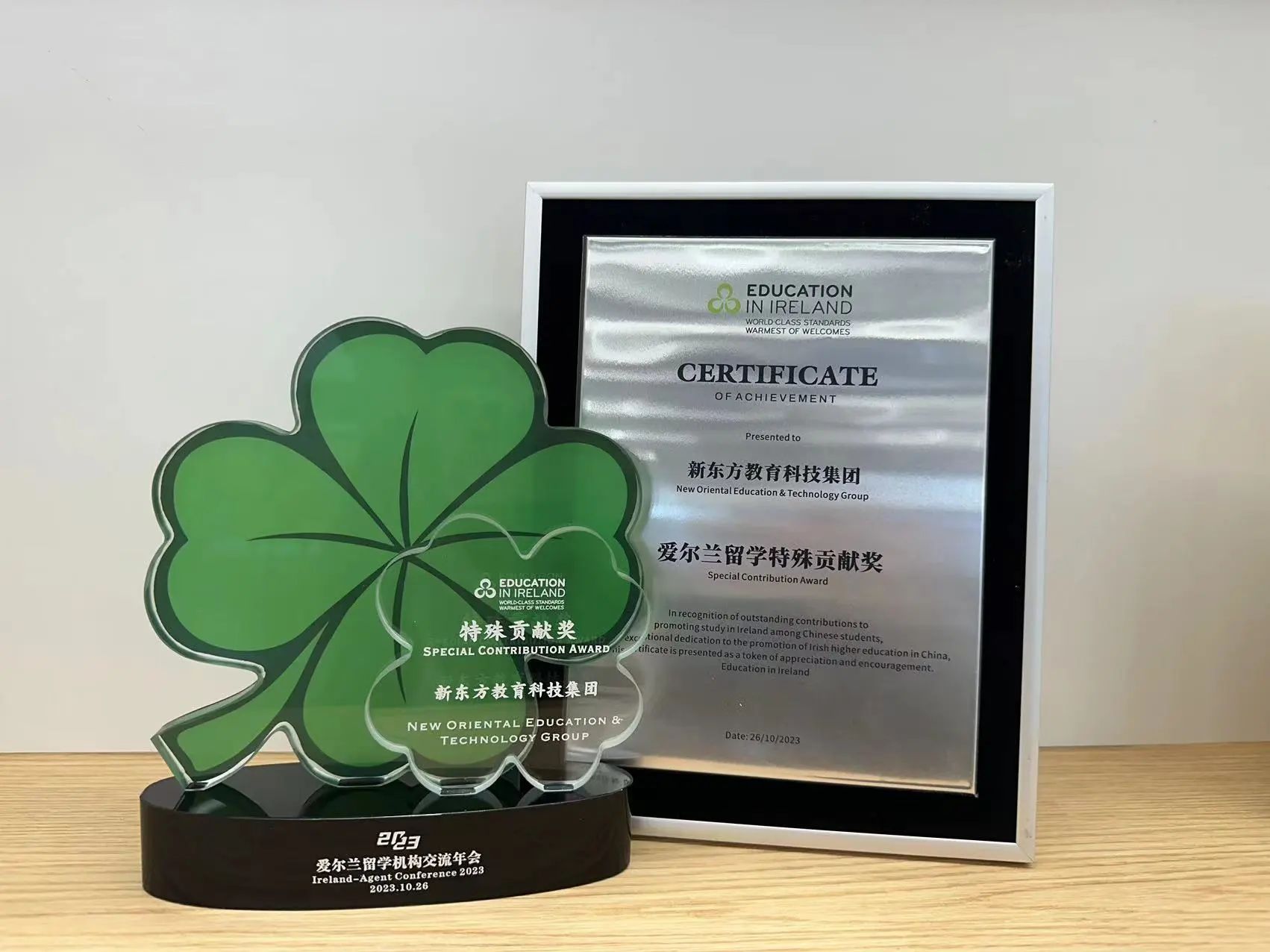 恭喜！新东方欧亚教育荣获“爱尔兰留学特殊贡献奖”