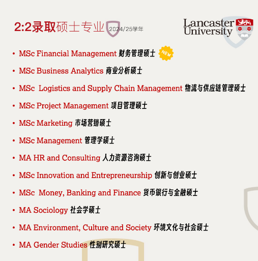 【注意】英国兰卡斯特大学24fall要求更新！