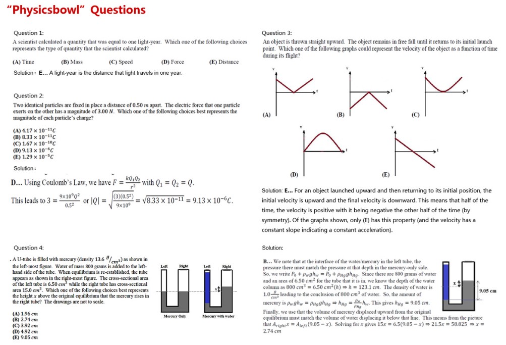 物理碗竞赛Physics Bowl介绍