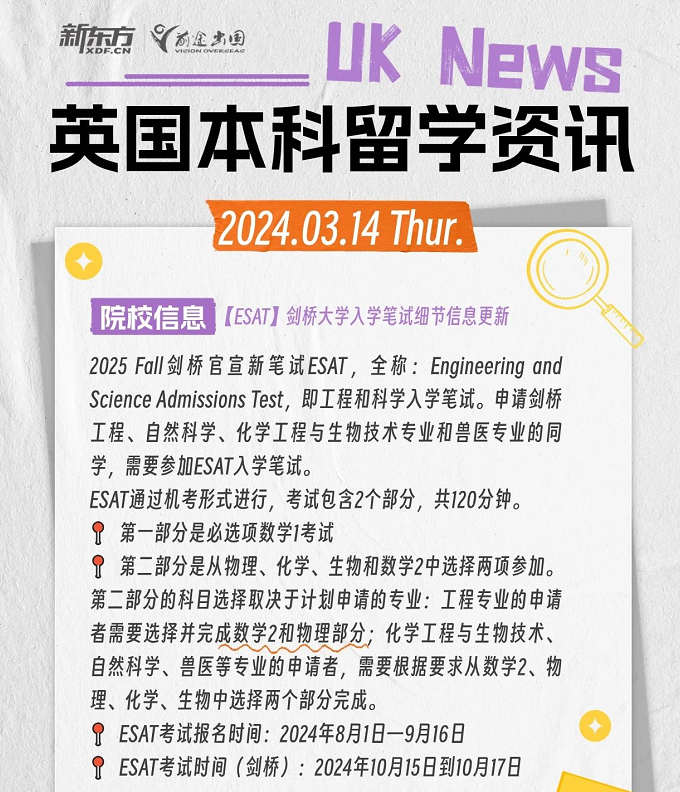 【英国本科】ESAT剑桥大学入学笔试细节信息更新 【英国本科】ESAT剑桥大学入学笔试细节信息更新