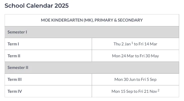 新加坡中小学2025学年假期表、公共假期表出炉!