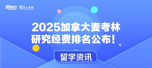 2025加拿大麦考林研究经费排名公布！
