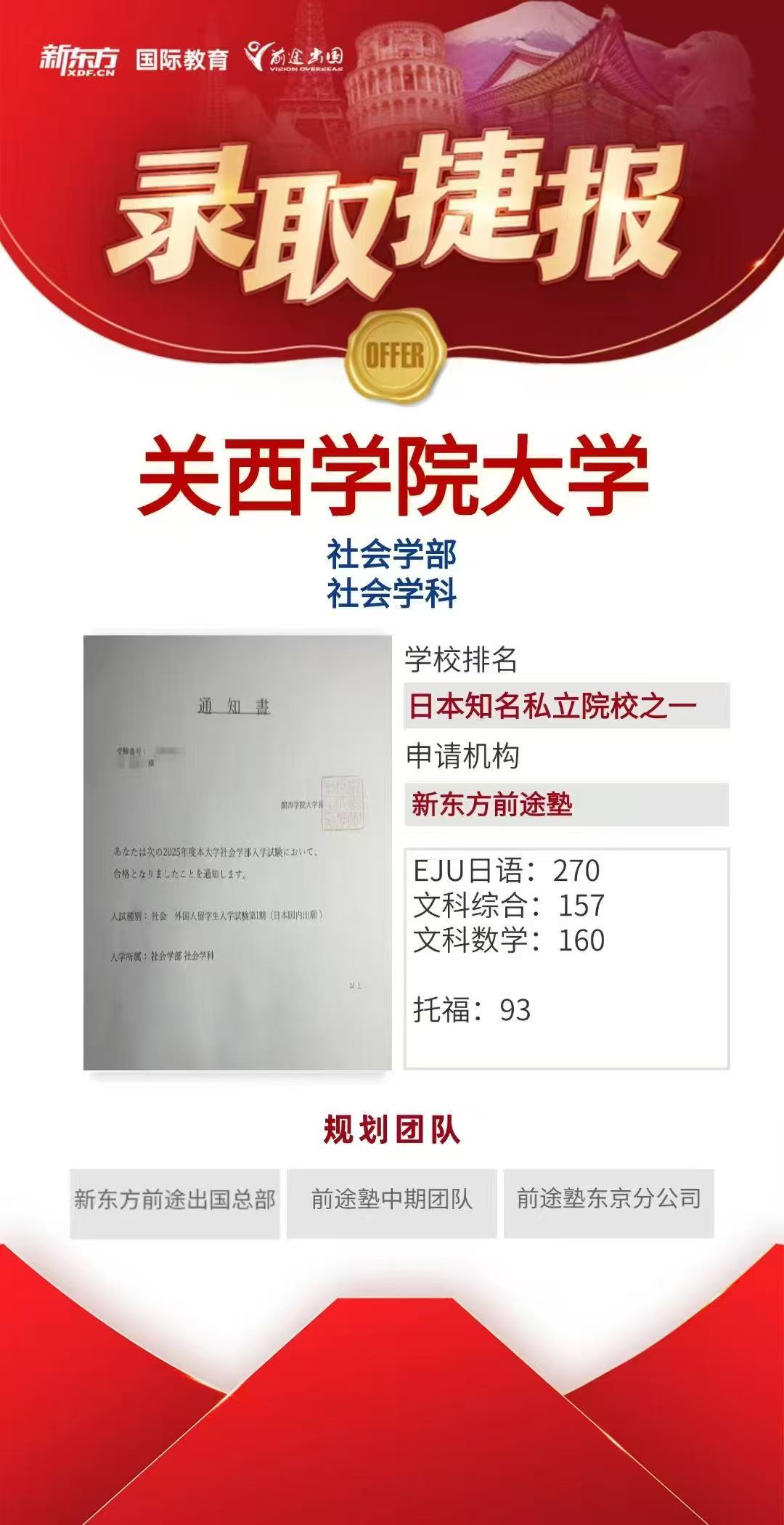 【亚洲】日本前途塾录取案例分享