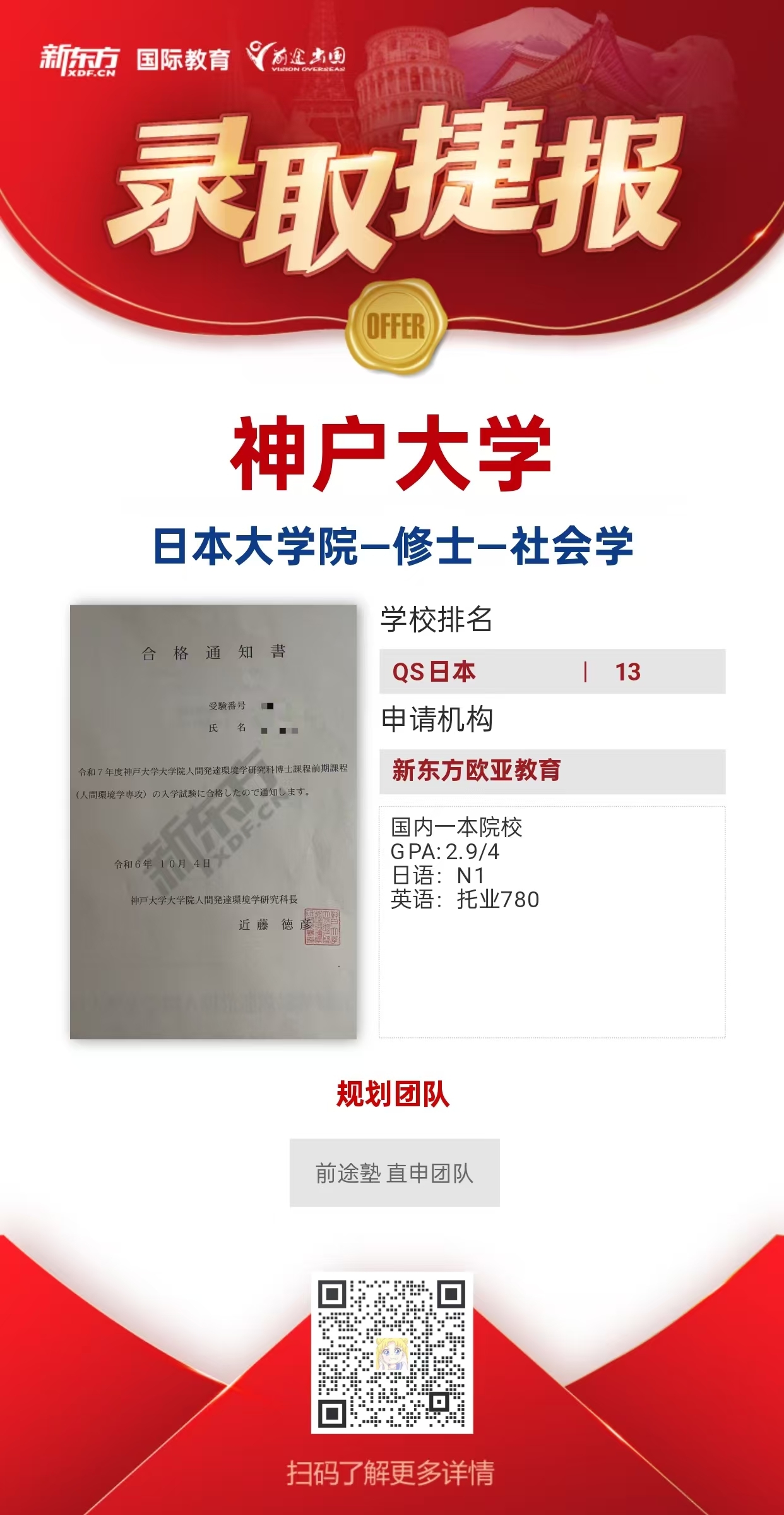 2025前途塾大学院合格案例分享