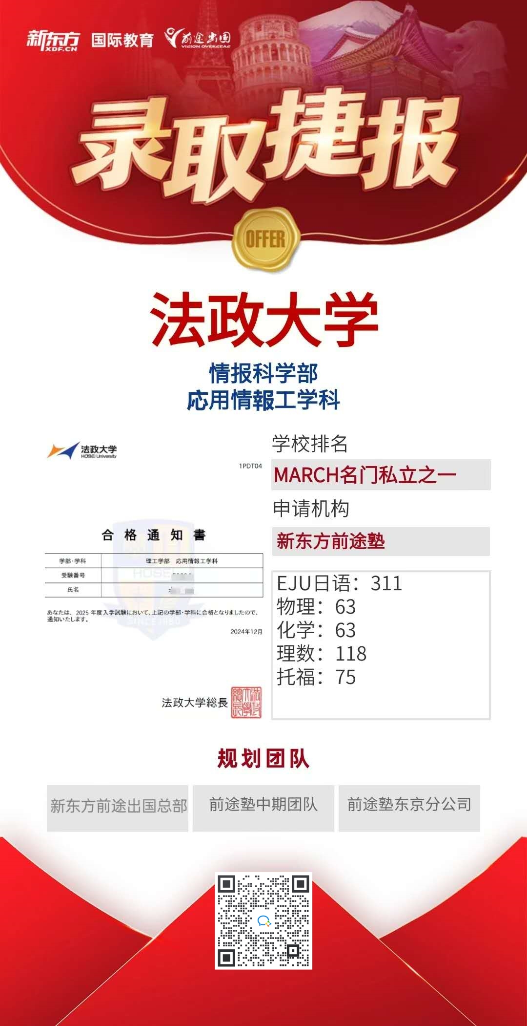 日本MARCH名门私立合格喜报合集第二弹～【法政大学】+【青山学院大学】