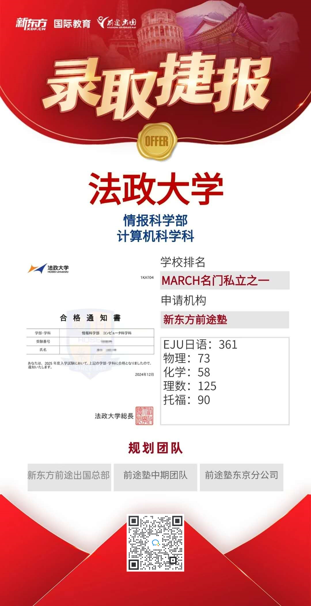 日本MARCH名门私立合格喜报合集第二弹～【法政大学】+【青山学院大学】