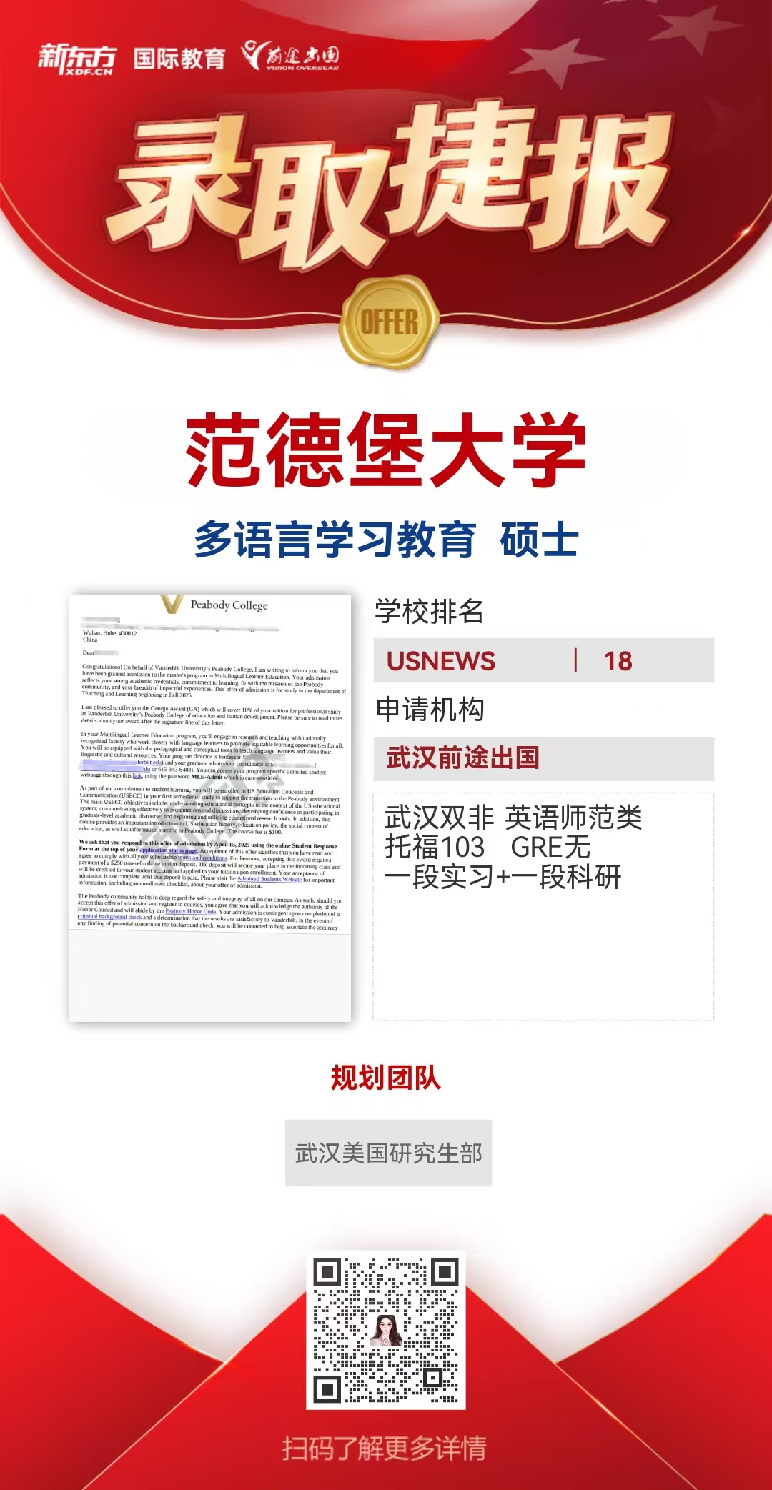 武汉前途美研录取案例——多元背景成 功 逆 袭