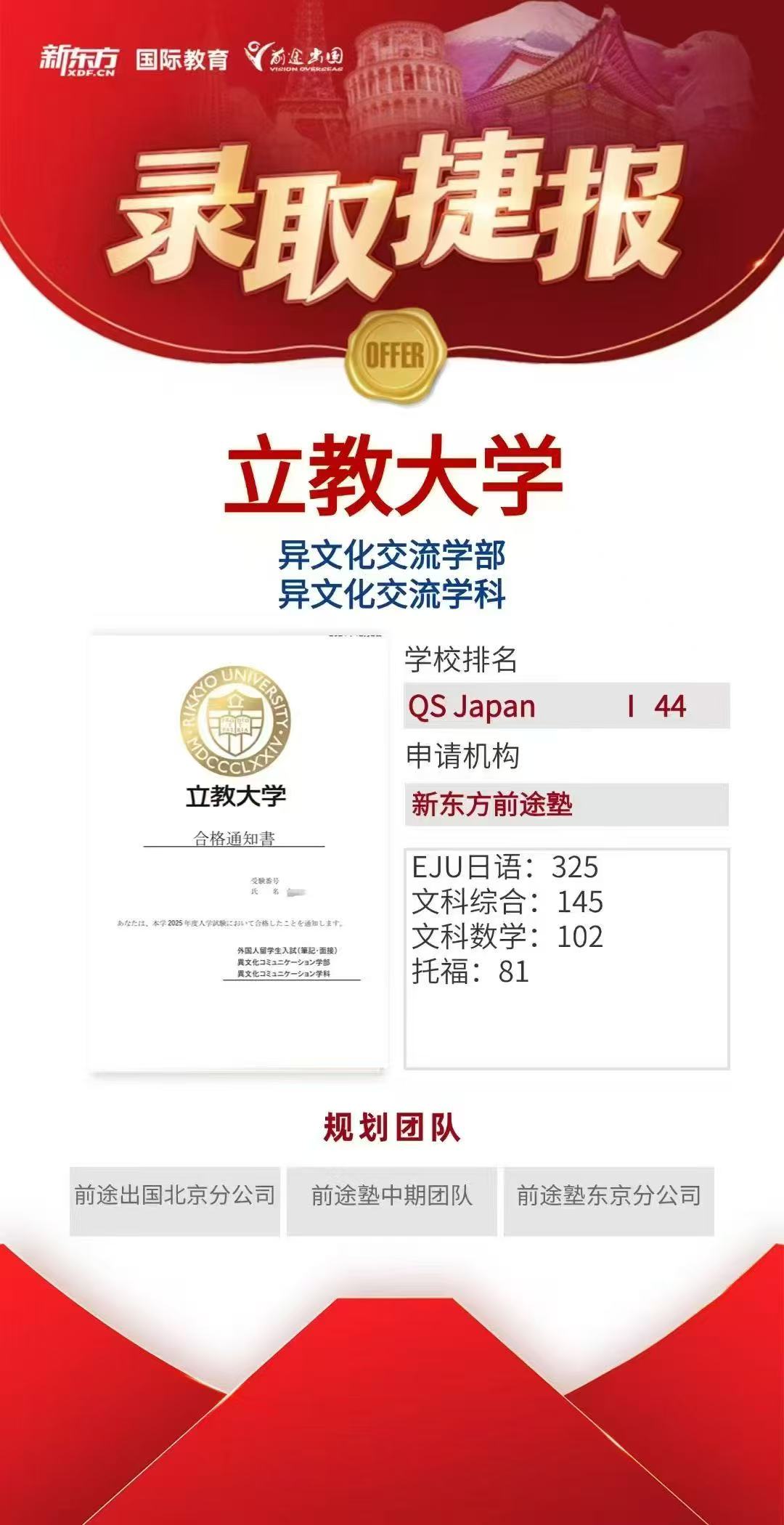 【亚洲】日本2025前途塾合格案例分享