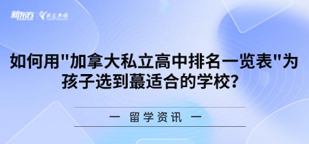 如何用加拿大私立高中排名一览表为孩子选到蕞适合的学校?
