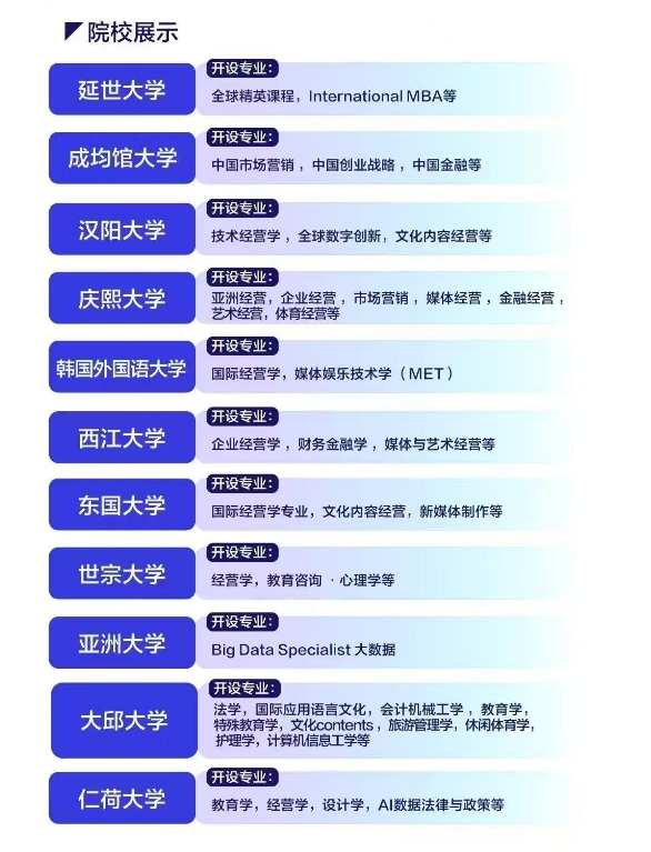 【亚洲】韩国中文授课院校推荐：硕士院校篇