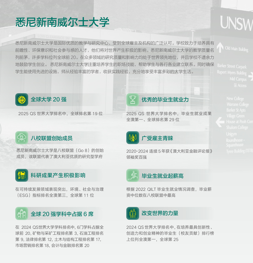 悉尼新南威尔士大学学院预科-国内项目-郑州授权中心