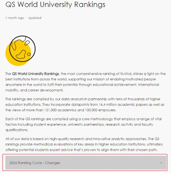 2026QS世界大学排名即将揭晓，排名指标变化抢先看！