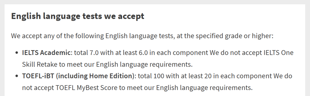 2026QS世界前100英国大学雅思要求全览！