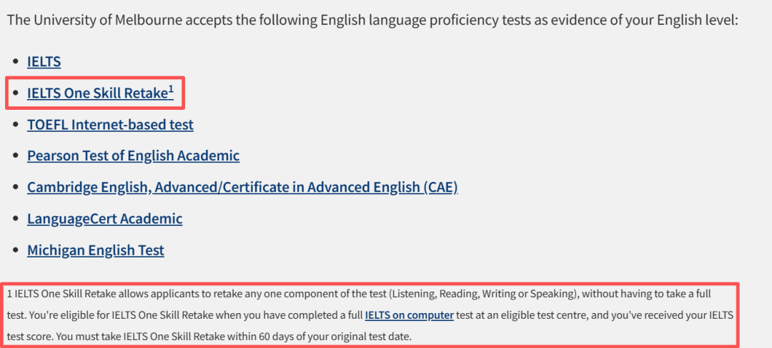 墨尔本大学正式接受雅思单科重考！澳八大全部认可！