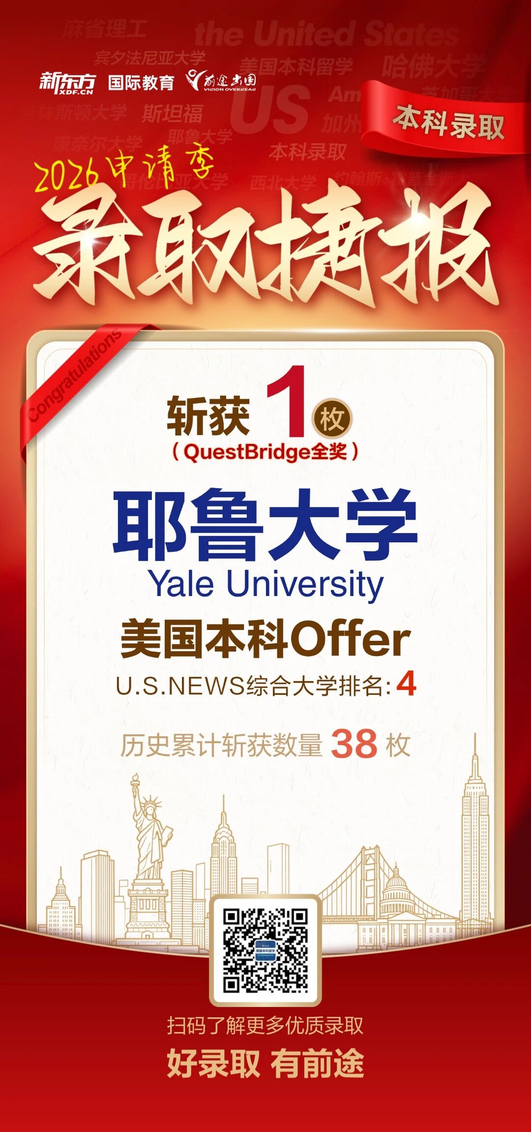 早录取捷报！26fall获耶鲁大学QuestBridge全奖录取一枚！