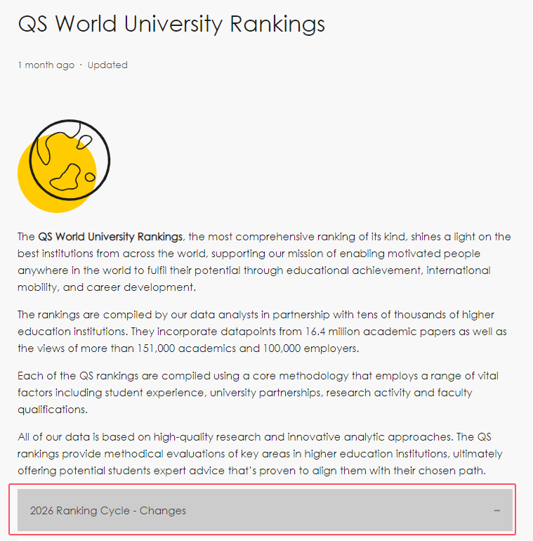 关注！2026QS世界大学排名即将揭晓，排名指标变化抢先看！