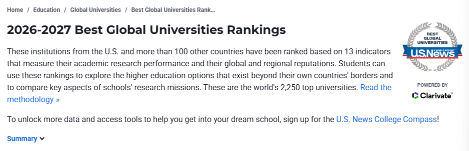 2026-2027 U.S. News全球最佳大学排名发布：哈佛霸榜，美国占六成Top10，如何理性择校？